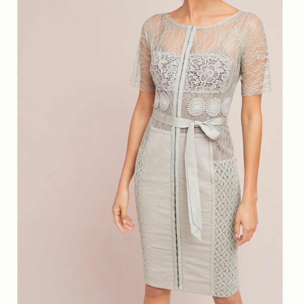 ANTHROPOLOGIE NWT holiday party cocktail dress lace appliqué embroidered midi 8